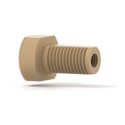 Upchurch Scientific Low Pressure PEEK Bulkhead Union Assembly, 1.9 uL, 10-32 Coned Threads, 0.50 mm Thru-hole, Natural, Single - P-440 - Click Image to Close